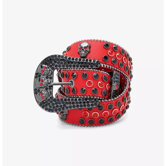 Hot Topic Accessories - Red & Black Skull Bling Belt NWT size XS